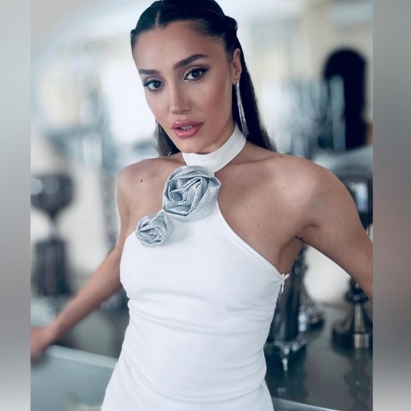 FLORAL JEWEL HALTER NECK BODYSUIT SIZE L - Picture 2 of 10